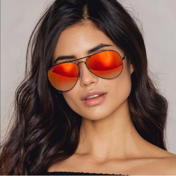 NEW Ray Ban Aviator Orange Red Mirrored Sunglasses - Picture 9 of 9
